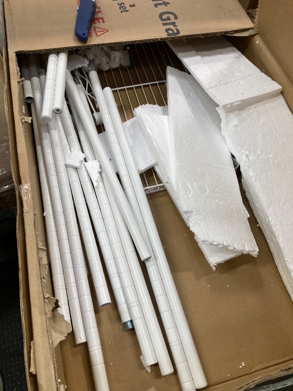 Photo 1 of ***(PARTS ONLY-MISSING PARTS & SELLING AS IS -)*** 
VyGrow Clothes Rack for Hanging Clothes, Adjustable Heavy Duty Clothing Rack with 4 Hang Rods & 7 Shelves, Load 800LBS, 70.47" L x 13.58" W x 76.77" H, White