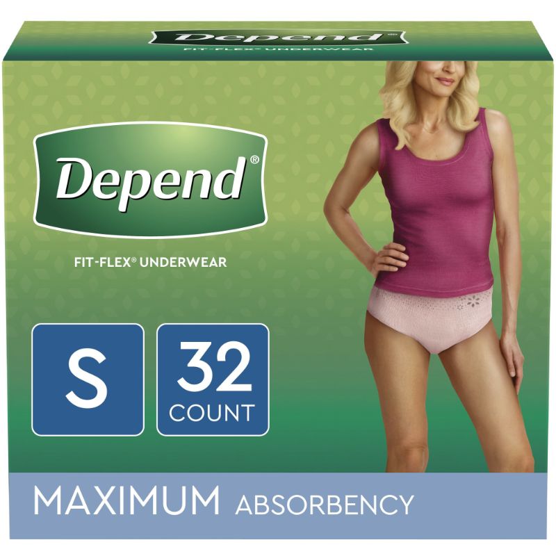 Photo 1 of **TAPED PACKAGE/ONLY 28**Depend Fresh Protection Adult Incontinence & Postpartum Underwear for Women - Maximum Absorbency - SMALL - Blush - 32ct