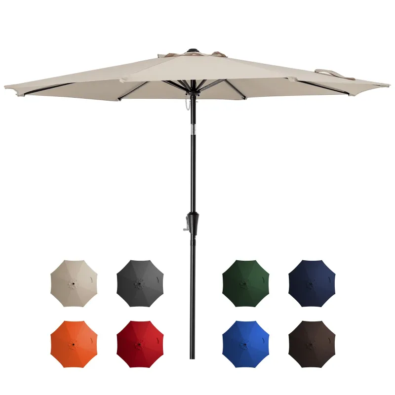 Photo 1 of 













JUSTLET 9FT Outdoor Market Patio Umbrella with 8 Reinforced Steel Ribs, Crank Lift, Push Button Tilt, UV-Resistant, Windproof & Waterproof – Beige

