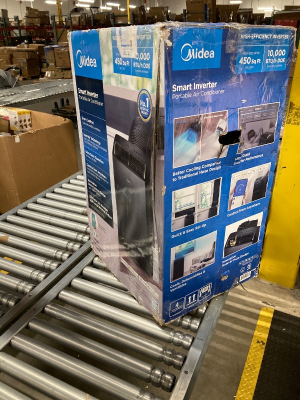 Photo 1 of ***(PARTS ONLY - MISSING PIECES -SELLING AS PARTYS ONLY)***  
Midea Duo 12,000 BTU (10,000 BTU SACC) High Efficiency Inverter, Ultra Quiet Portable Air Conditioner, Cools up to 450 Sq. Ft., Compatible with Alexa/Google Assistant, Includes  Remote ***(OPEN