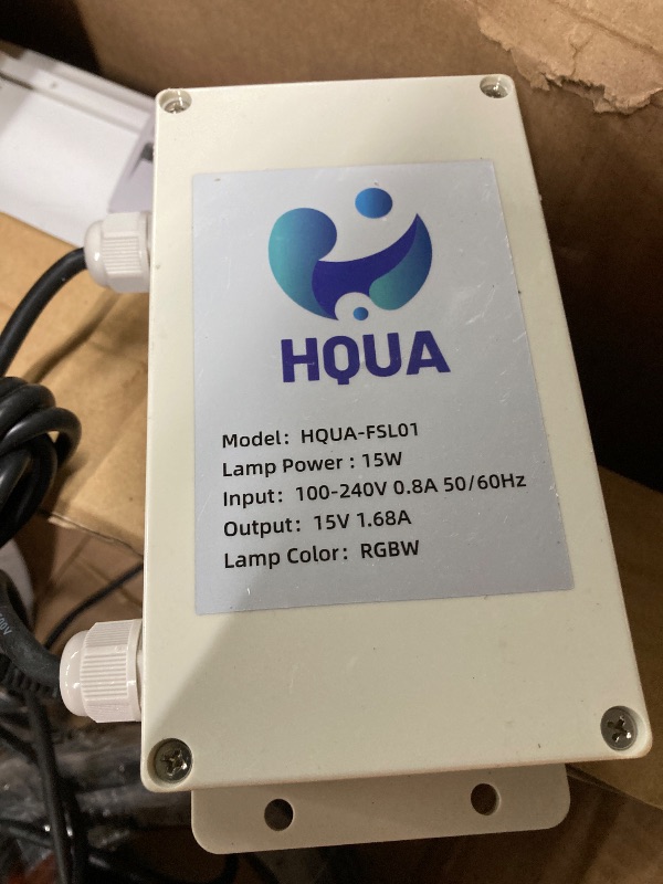 Photo 1 of ***(USED, UNTESTED, SOME SCUFFS/SCRATCHES-SELLING AS IS )*** HQUA FS01 120V, 1/2HP, Large Pond Floating Fountain with FSL01 LED RGB Color-Changing Light Sets, 100’ cord, 13000 GPH, Two spray patterns 32'x12' and 18'x6'