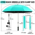 Photo 1 of 2 PACK Beach Umbrella with Clamp, 360 ° Adjustable Umbrellas for Chair, UPF50+ Umbrella for Beach Chair, Patio Chair, Wheelchair, Camping Chair, Golf Carts (Chair Not Included)
