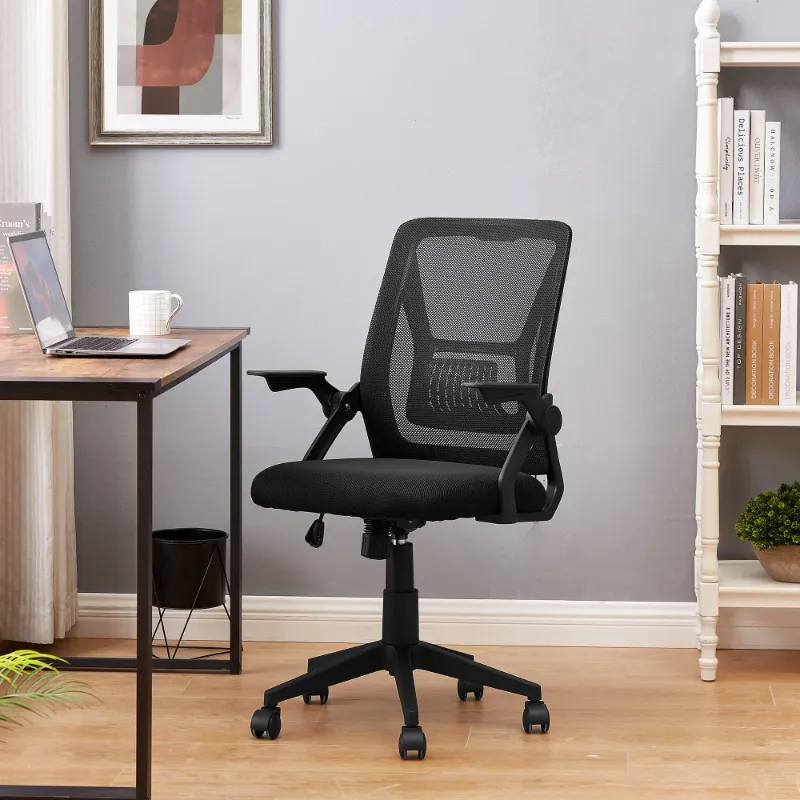Photo 1 of  Office Chair, Ergonomic Desk Chair Breathable Mesh Chair with Adjustable High Back Lumbar Support Flip-up Armrests, Executive Rolling Swivel Comfy Task Computer Chair, Black