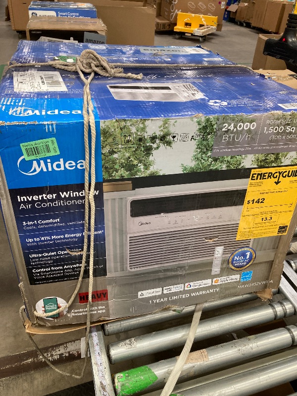 Photo 1 of Midea 24,000 BTU Smart Inverter Window Air Conditioner with APP, Alexa Control, 230V AC Unit Cools up to 15,00 Sq. Ft, Quiet Operation, Energy Saving, Remote & Easy Installation Kit, White