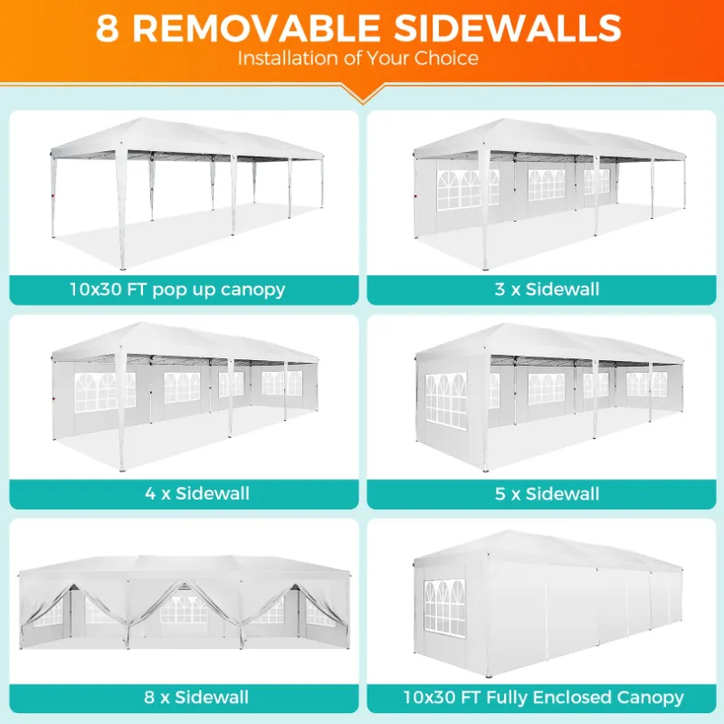 Photo 1 of ***MISSING PARTS -PARTS ONLY -SELLING AS PARTS ONLY -INCOMPLETE***
 SANOPY 10 x 30 FT Height Adjustable, Outdoor Instant Party Bag, White