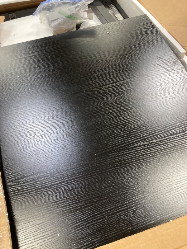 Photo 1 of ***(PARTS ONLY -MISSING PIECES -SELLING AS PARTS ONLY)*** 
Jocoevol Dining Table for 4-6, 62“Extendable Kitchen Dining Room Table, Space Saving Rectangle Large Expandable Wood Dinner Furniture for Small Space (Black)  ***(BOX RIPPED/TORN, SOME SCUFFS/SCRA