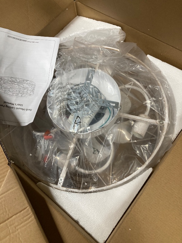 Photo 1 of ***(MISSING PARTS, SELLING AS PARTS ONLY)***
Zardon 20" White Gold Caged Ceiling Fan with Light and Remote Control - Flush Mount Low Profile DC Motor for Bedroom, Kitchen, Dining Room ***(OPEN BOX)***