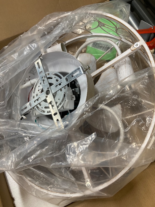 Photo 1 of ***(MISSING PARTS, SELLING AS PARTS ONLY)***
Zardon 20" White Gold Caged Ceiling Fan with Light and Remote Control - Flush Mount Low Profile DC Motor for Bedroom, Kitchen, Dining Room ***(OPEN BOX)***