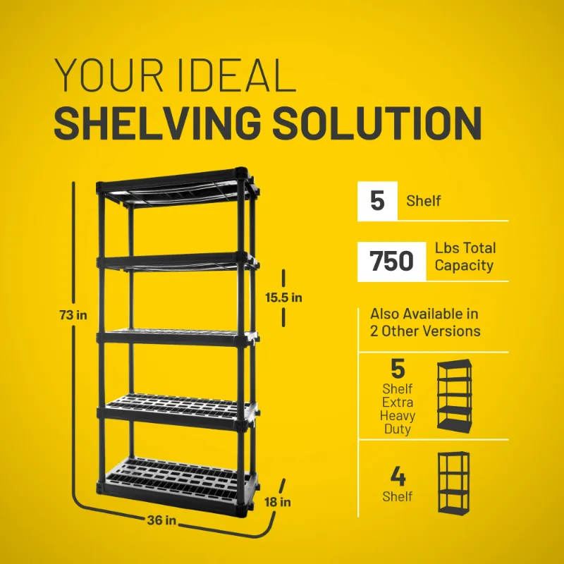 Photo 1 of ***PARTS ONLY***
Plano 5-Shelf Heavy Duty Plastic Storage Shelves, 73” x 36” x 18”, 750lb Capacity