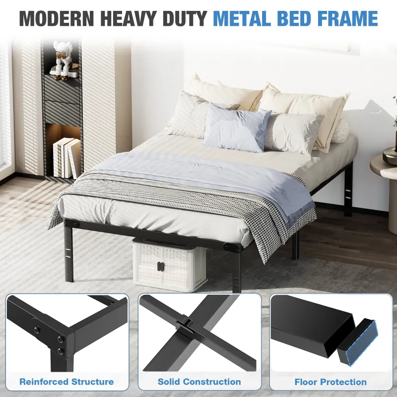 Photo 1 of CONCETTA 14" Twin Bed Frame, Heavy Duty Metal Platform Bed Frame with Underbed Storage for Bedroom, No Box Spring Required, Black