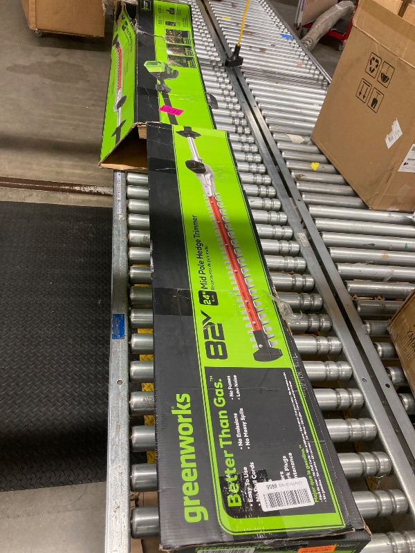 Photo 1 of ***(MISSING BATTERY & CHARGER, SELLING AS PARTS ONLY)*** Greenworks 82V 24" Brushless Cordless Fixed Mid Pole Hedge Trimmer,  (Great for Landscapers and Professionals)  ***(BOX RIPPED/TORN)***