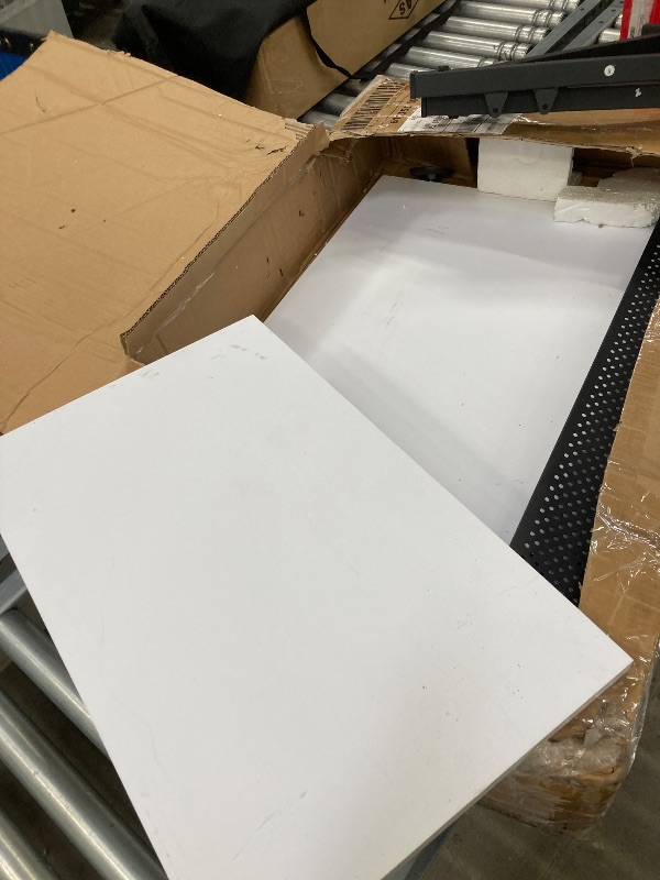Photo 1 of ***(PARTS ONLY -SELLING AS IS )*** 
Yaheetech Height Adjustable White Art Desk for Adults, Tilting Tabletop Drafting Drawing Table with Extra Large Desktop and Drawers, Foldable Stand up Craft Painting Table and Chair Set with Stools