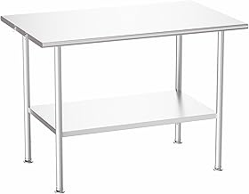 Photo 1 of All-Stainless Steel Prep Table, 30 X 48 Inches, with Rounded-Edges and Adjustable Undershelf, Heavy-Duty Build for Outdoor Use,Restaurants,Hotels,Workshops,Kitchens,Gardens, and Garages