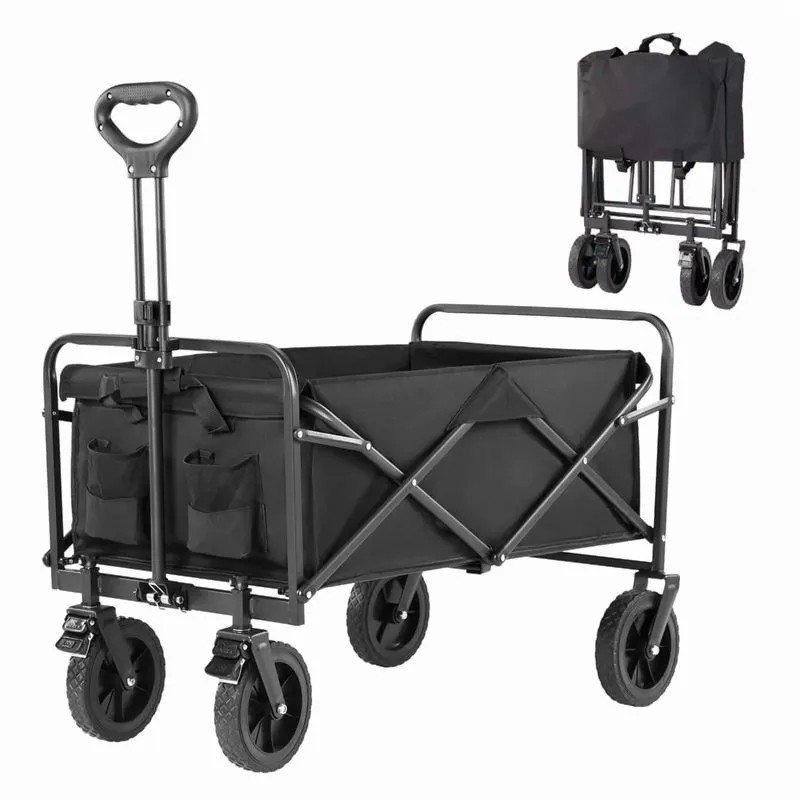 View 1 of ollapsible Foldable Wagon Cart with All-Terrain Wheels, Large Capacity for Garden, Beach, Shopping, Sports and Camping, Heavy Utility MISSING 2 WHEELS
