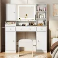 Photo 1 of ***(DAMAGED, PARTS ONLY -SELLING AS PARTS ONLY)*** Satifur Vanity Desk Set with Mirror, LED Lights & Outlet, Adult Makeup Table with Jewelry Cabinet, Storage Drawers & Stool