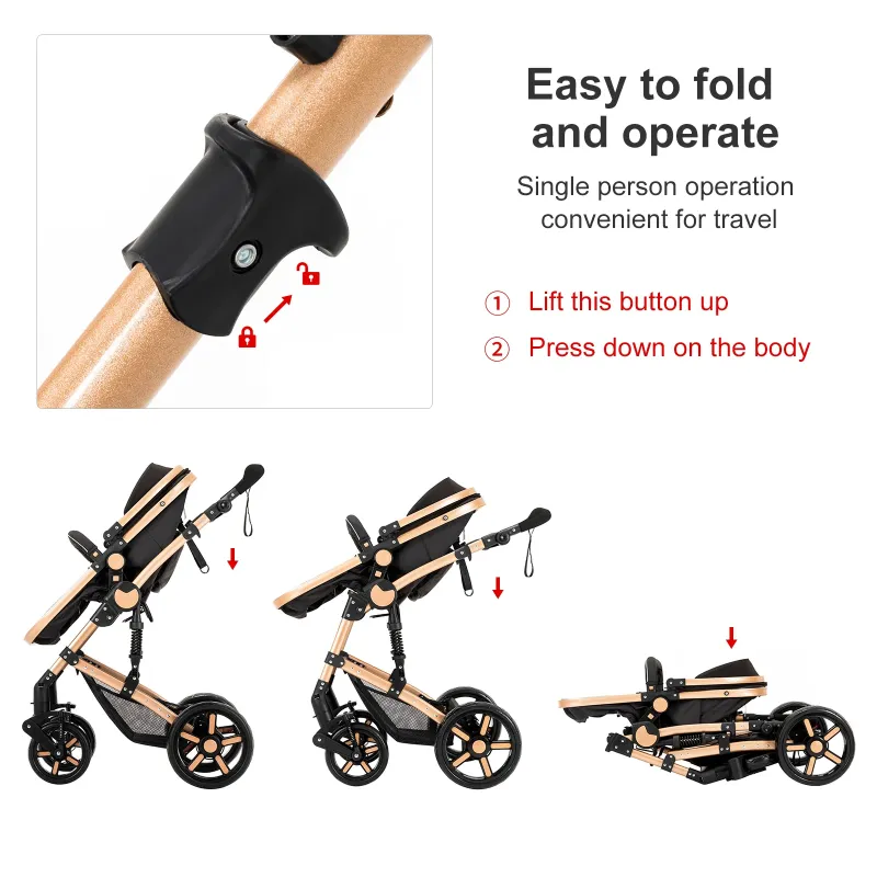 Photo 1 of 2 in 1 Convertible Baby Stroller with Foldable Lightweight Carriage Reversible Removable Bassinet Pram,Adjustable Canopy,Travel Stroller for 0-36 Months,26 Pounds,Unisex
