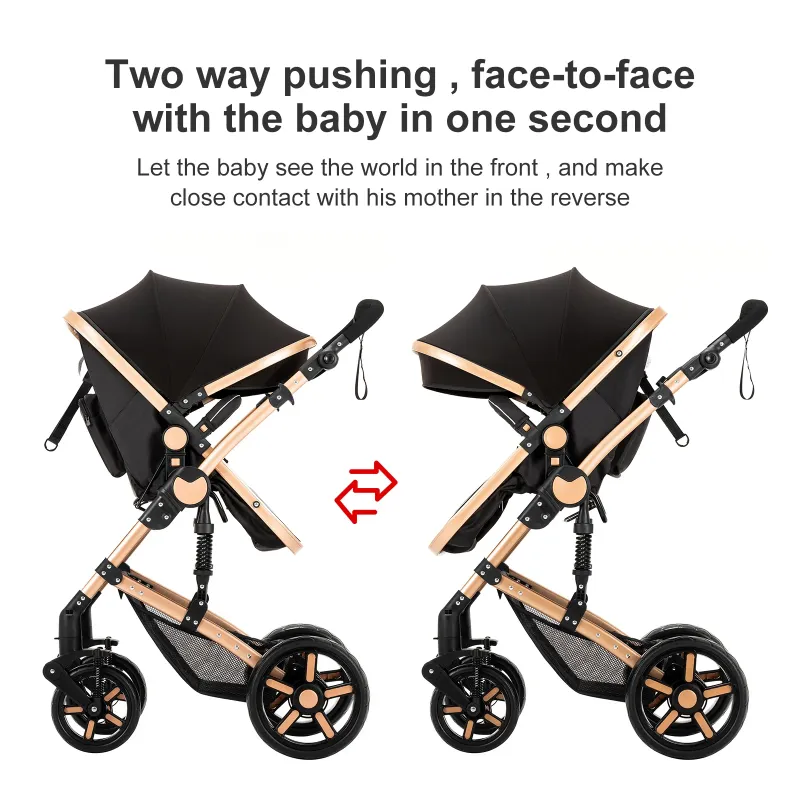Photo 1 of 2 in 1 Convertible Baby Stroller with Foldable Lightweight Carriage Reversible Removable Bassinet Pram,Adjustable Canopy,Travel Stroller for 0-36 Months,26 Pounds,Unisex