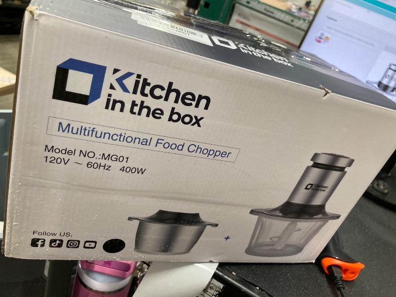 Photo 1 of **MISSING PARTS**Kitchen in the box Food Processors,400W All-Copper Motor Meat Grinder & Food Chopper - Electric Vegetable Chopper with 2 Bowls(8 Cup+8 Cup) & 2 Bi-Level Blades for Meat/fish/Vegetable/Baby Food