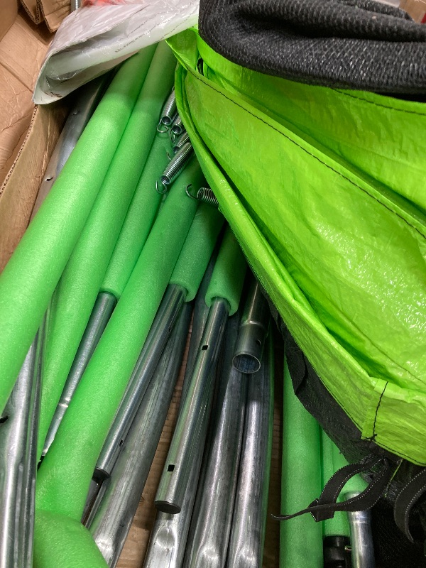 Photo 1 of ***(PARTS ONLY -SELLING AS PARTS ONLY -MISSING PIECES)***
Lyromix Upgraded 14FT Trampoline with Lights, Large Outdoor Trampoline with Sprinkler,Basketball Hoop and Net, Capacity for 5-8 Kids and Adults, Ice Green