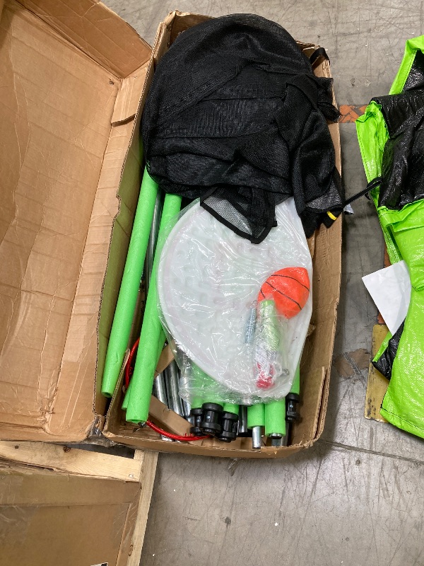 Photo 1 of ***(PARTS ONLY -SELLING AS PARTS ONLY -MISSING PIECES)***
Lyromix Upgraded 14FT Trampoline with Lights, Large Outdoor Trampoline with Sprinkler,Basketball Hoop and Net, Capacity for 5-8 Kids and Adults, Ice Green