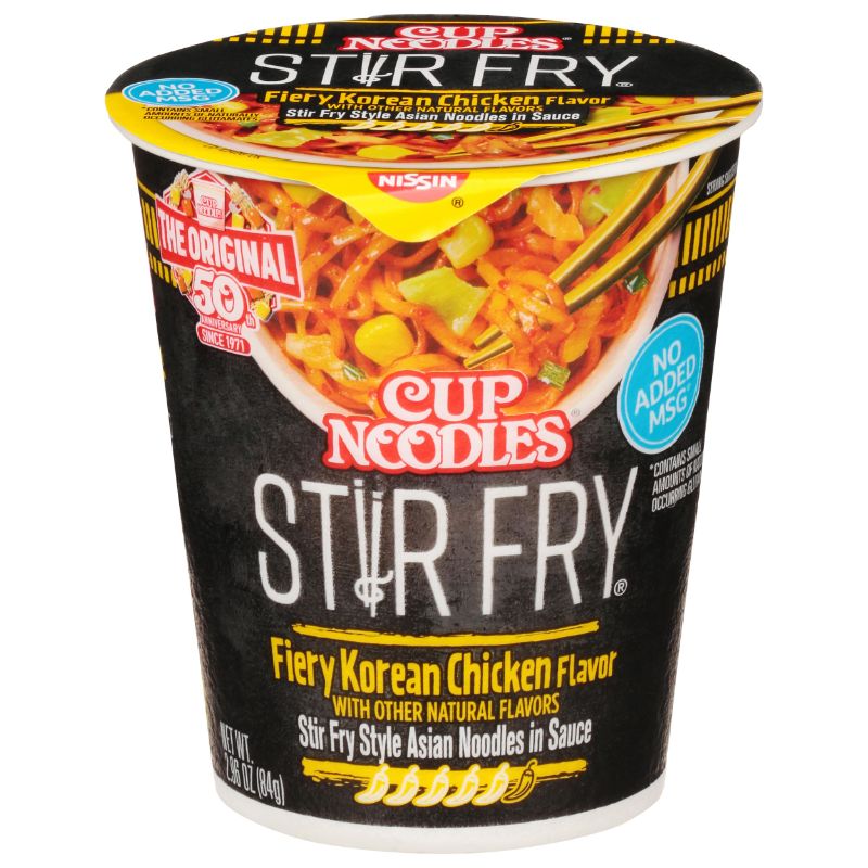 Photo 1 of ****BB 12-12-25****
Nissin Cup Noodles Stir Fry Noodles in Sauce, Fiery Chicken, 2.96 Ounce (Pack of 6)