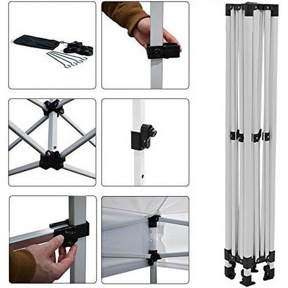 Photo 1 of 
Vispronet 10x10 Canopy Frame – Adjustable Steel Tent Structure with (3) Height Levels, Pinch-Free Buttons, & Square Legs, 7.2ft Max Clearance Height, Collapsible Awning Shelter, Tarp Not Included