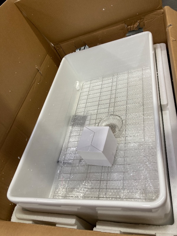 Photo 1 of ?Miuara Farmhouse Sink 33 Inch - White Apron Front Kitchen Sink Reversible 33"x20"x10", Undermount, Farm House Style Large Deep Single Bowl, Heavy Duty Solid Fireclay, Glossy White, for Kitchen