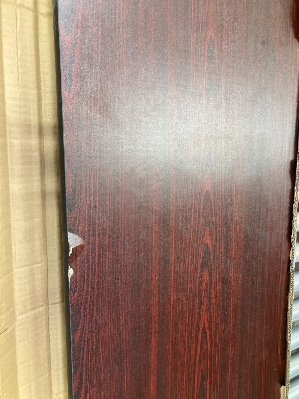 Photo 1 of **CHIPS ON SIDE AND CORNER-SEE PICS**YT-1872-MEL-WAL-GG 18 X 72 in. Rectangular Mahogany Melamine Laminate Folding Training Table
