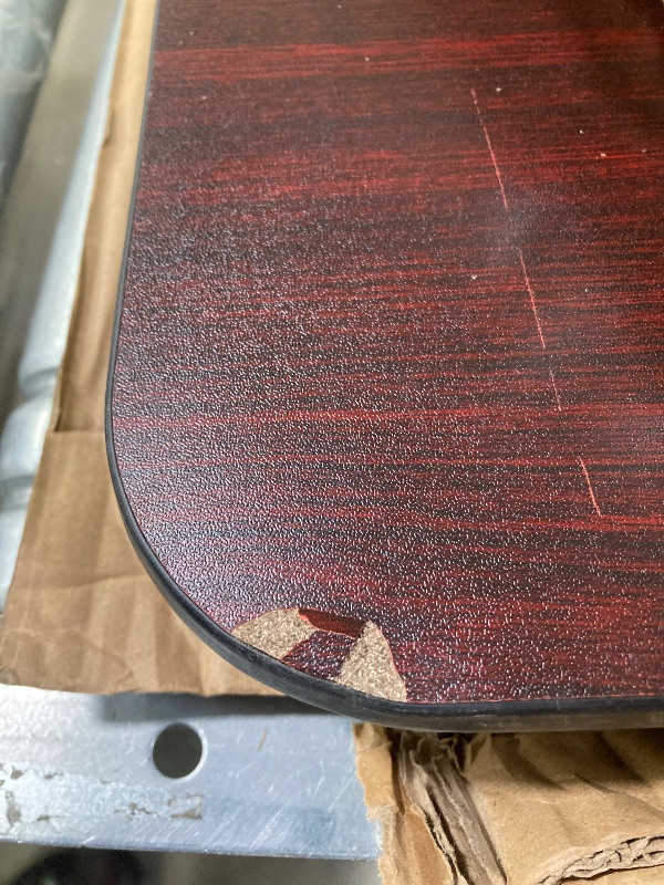 Photo 1 of **CHIPS ON SIDE AND CORNER-SEE PICS**YT-1872-MEL-WAL-GG 18 X 72 in. Rectangular Mahogany Melamine Laminate Folding Training Table