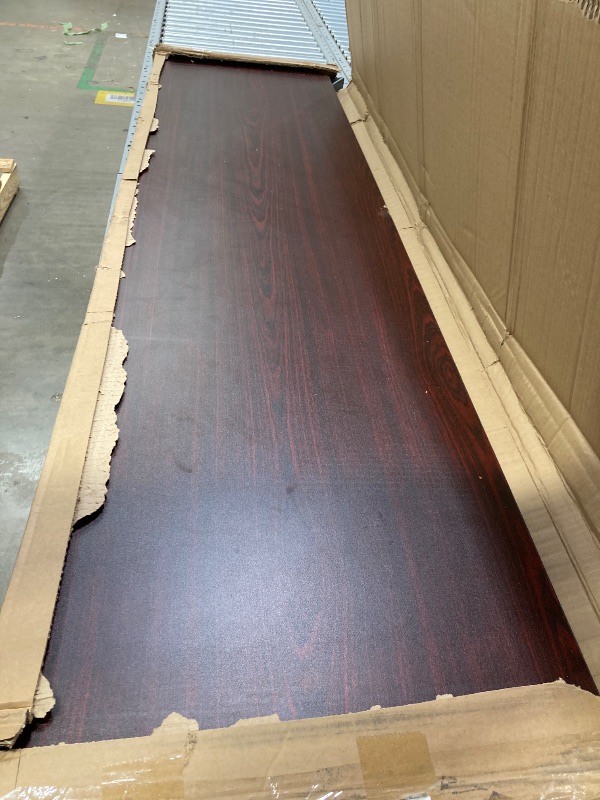 Photo 1 of **CHIPS ON SIDE AND CORNER-SEE PICS**YT-1872-MEL-WAL-GG 18 X 72 in. Rectangular Mahogany Melamine Laminate Folding Training Table