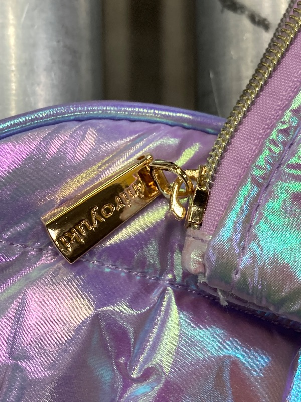 Photo 1 of ***(MISSING ONE BAG, SELLING AS IS )*** Hiroyuki Iridescent Quilted Makeup Bag, 2pcs Cosmetic Bag Set, Large Capacity Travel Pouch (plain, purple)