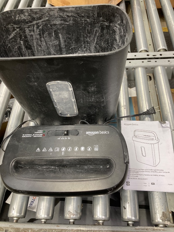 Photo 1 of **dirty from usage** Amazon Basics 8-Sheet Cross Cut Paper Shredder and Credit Card Shredder - Black