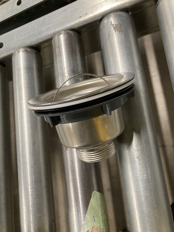 Photo 1 of ***(PARTS ONLY -SELLING AS IS )***
Kitchen Sink Drain 3-1/2 Inch Brushed Stainless Steel Sink Drain Strainer Assembly Kit with Sink Strainer Basket and Drain Stopper for Standard Kitchen Drains Brush Nickel Silver