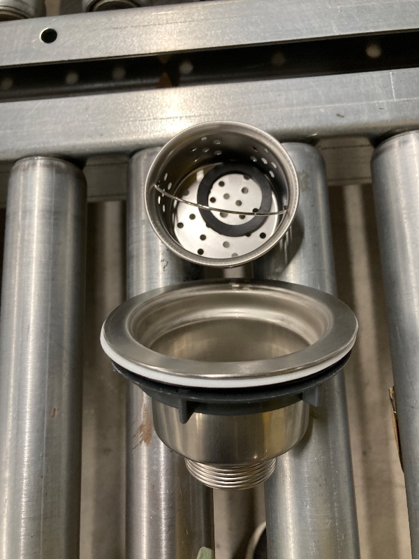 Photo 1 of ***(PARTS ONLY -SELLING AS IS )***
Kitchen Sink Drain 3-1/2 Inch Brushed Stainless Steel Sink Drain Strainer Assembly Kit with Sink Strainer Basket and Drain Stopper for Standard Kitchen Drains Brush Nickel Silver