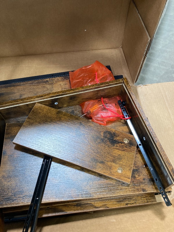 Photo 1 of ***(PARTS ONLY - SELLING AS IS )***  VASAGLE File Cabinet, Home Office Filing Cabinet with Height-Adjustable Open Shelves, 3 Drawers, for A4, Letter-Size Hanging File Folders, Steel Frame, for Home Office, Rustic Brown UOFC078B01