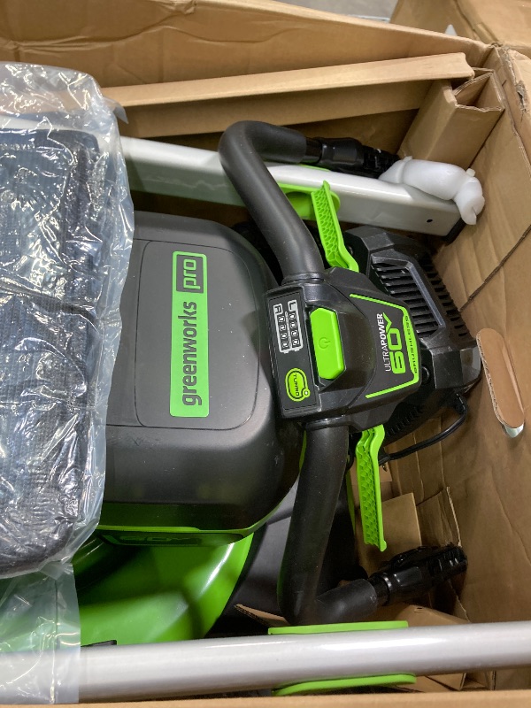 Photo 1 of ***MISSING PARTS***SELLING AS IS***
Greenworks 60V 21" Self-Propelled Cordless Lawn Mower, Brushless Motor, LED Lights, Includes 2X 4.0Ah Batteries & Rapid Dual-Port Charger(75+ Tool Compatibility, 45Min Runtime)