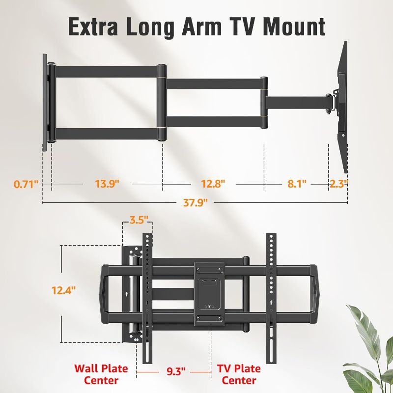 Photo 1 of ***(PARTS ONLY -SELLING AS IS)***
MountFTV Full Motion Long Arm TV Wall Mount Bracket for 32-82 Inch TV, Max 600x400mm and 100lbs Corner Articulating TV Wall Mount with 32.37 inch Long Arm Extension, Support Swivel, Tilt, Level Adjus