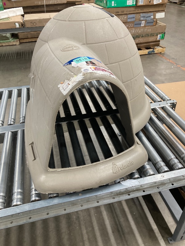 Photo 1 of ***(MISSING PART -SELLING AS IS )*** 
Petmate Large Dog House Outdoor Weatherproof - Indigo Igloo Dog House, Made in USA, for Large Dogs 50 to 90 pounds, TAUPE/BLACK  ***(SOME SCUFFS/SCRATCHES, NOT IN BOX, NO PACKAGING)***