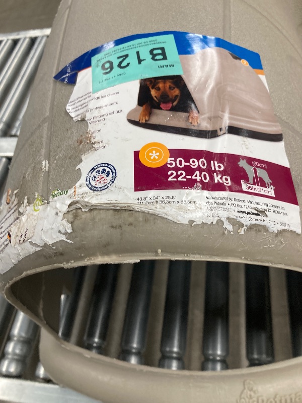 Photo 1 of ***(MISSING PART -SELLING AS IS )*** 
Petmate Large Dog House Outdoor Weatherproof - Indigo Igloo Dog House, Made in USA, for Large Dogs 50 to 90 pounds, TAUPE/BLACK  ***(SOME SCUFFS/SCRATCHES, NOT IN BOX, NO PACKAGING)***