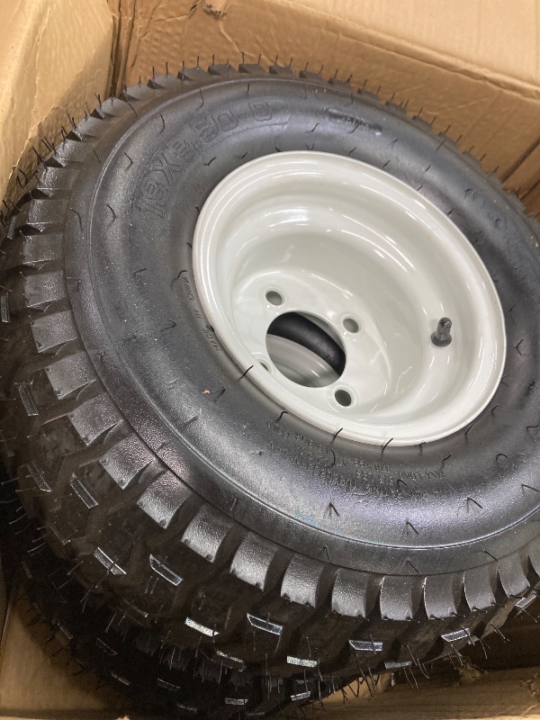 Photo 1 of (2-Pack) 18" Tubeless Tires On Rims - 18x8.5-8 Tire and Wheel Assemblies - 4-Lug 4" Center - 2.83" Center Bore - Load Range B Max Tire Weight of 815 Lbs - Compatible with Alumacraft Boat Trailers