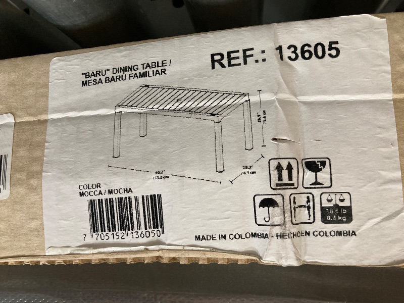 Photo 1 of ***(PARTS ONLY -SELLING AS PARTS ONLY -MISSING LEG PARTS)*** 
Kozyard Villa Expandable Patio Dining Table - Adjustable, Aluminum Outdoor Furniture for 4-6 Person, Perfect for Backyard, Porch, Deck, Garden - Brown, 43"- 86"   ***(BOX RIPPED/TORN)***