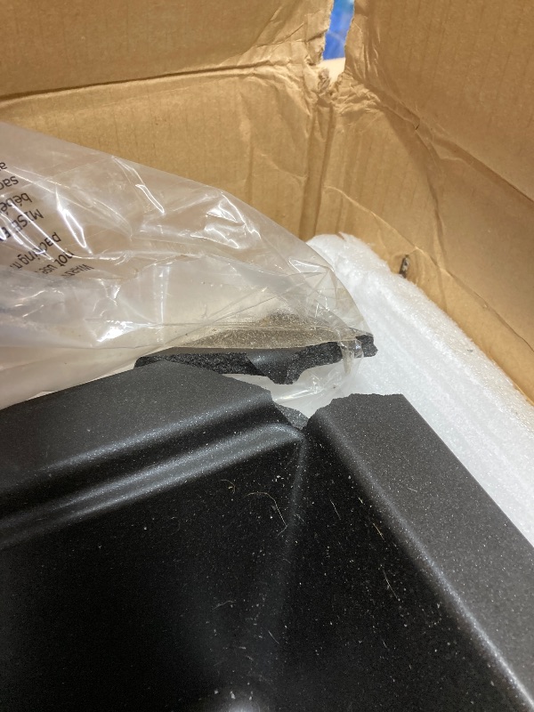 Photo 1 of *Use for Parts* KRAUS Quarza 33-inch Drop-In/Undermount 50/50 Double Bowl Granite Kitchen Sink in Black Onyx, KGD-433B
