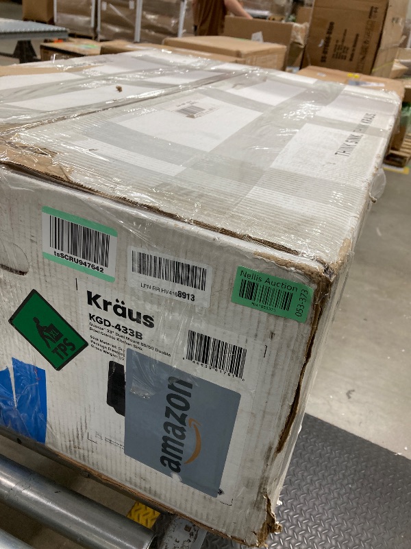 Photo 1 of *Use for Parts* KRAUS Quarza 33-inch Drop-In/Undermount 50/50 Double Bowl Granite Kitchen Sink in Black Onyx, KGD-433B