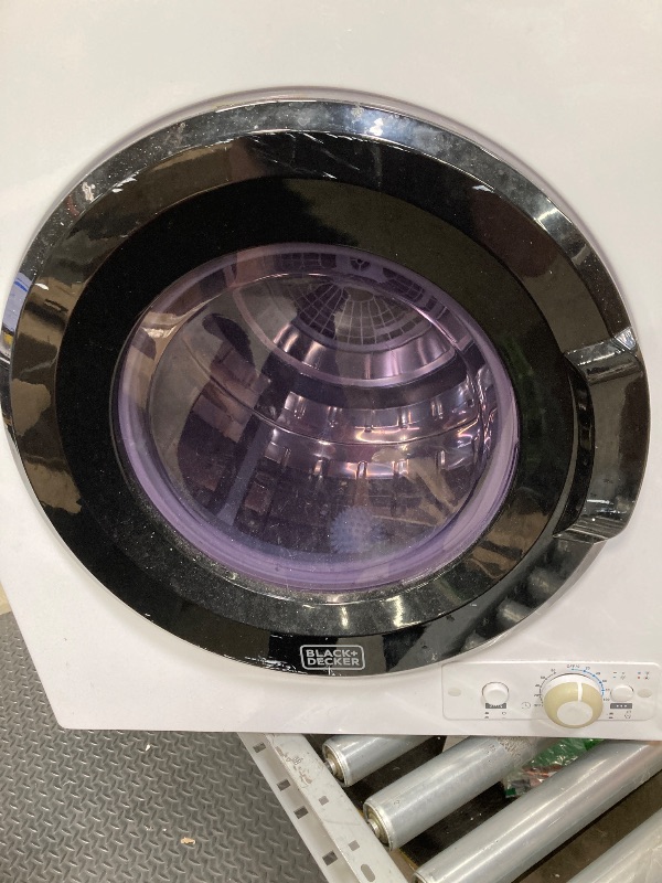 Photo 1 of **NEEDS CLEANING**BLACK+DECKER BCED37 Compact Dryer for Standard Wall Outlet, Small, 4 Modes, Load Volume 13.2 lbs., White
