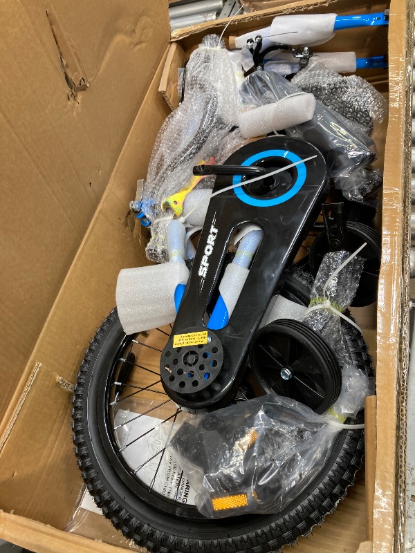 Photo 1 of 16 Inch Kids Bike Girls and Boys Blue Kid Bicycle with Kickstand & Training Wheels

