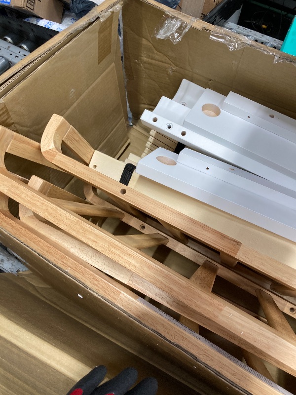 Photo 1 of **MISSING PARTS/NO HARDWARE**Storkcraft Next Santos Twin-Over-Twin 5-in-1 Convertible Bunk Bed (White with Natural)