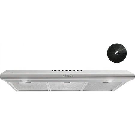 Photo 1 of *Selling As Is* FIREGAS Under Cabinet Range Hood 36 Inch with Ducted/Ductless Convertible Slim Kitchen Stove Vent Hood LED Light 3 Speed Exhaust Fan Reusable Alum
