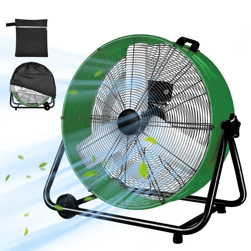 Photo 1 of *PARTS ONLY. SELLING AS IS* Industrial Fan 24" up to 8800 CFM, High Velocity Fan with 3 Speeds, Heavy Duty Blower Equipped Waterproof Cover, 360° Adjustment, Green
