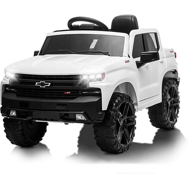 Photo 1 of 12V Kids Ride-On Truck with Remote Control, MP3/Bluetooth, LED Lights, Spring Suspension, Licensed Silverado Trail Boss Electric Car for Kids, 3 Speeds
