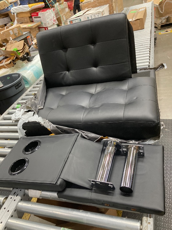 Photo 1 of *Half of Sofa missing* *Legs Missing* Sofa Bed Faux Leather Couch Modern Convertible Folding Recliner with 2 Cup Holders